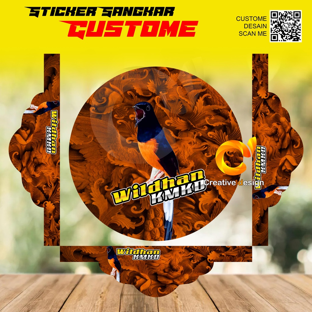 STICKER SANGKAR TEBOK MURAI BATU UKIRAN JEPARA