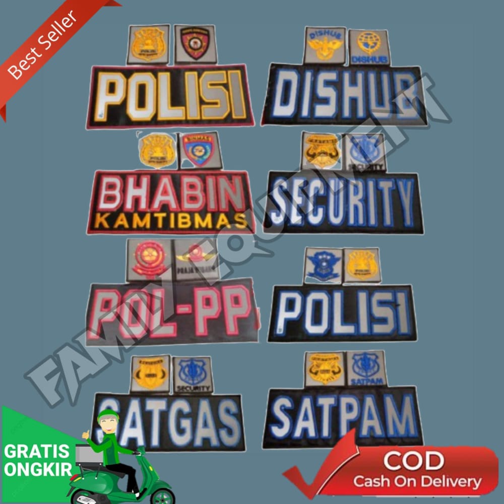 Bordir Custom | Rompi SECURITY/SATPAM/POLISI/DISHUB/SATPOL PP | Bordir Logo dengan Velcro Perekat/Pa