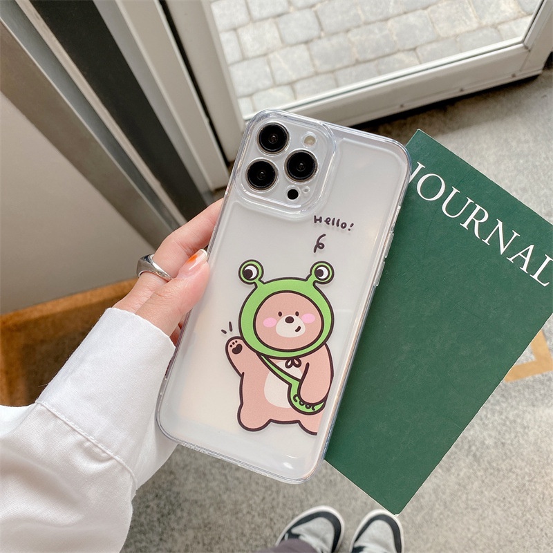 Ins Soft Case Silikon Transparan Motif Kartun Hewan Untuk iPhone 7 8 PLUS X XR XS 11 12 13 14 PRO MAX SE