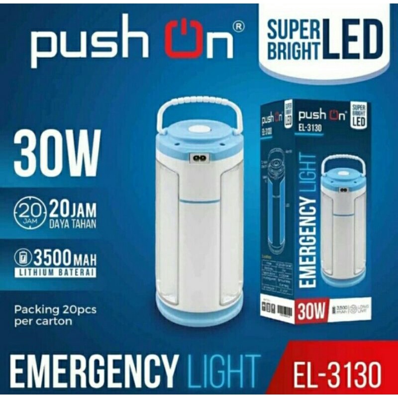 Lampu Darurat Lentera Emergency LED 3 Sisi 30 wat Push On Original