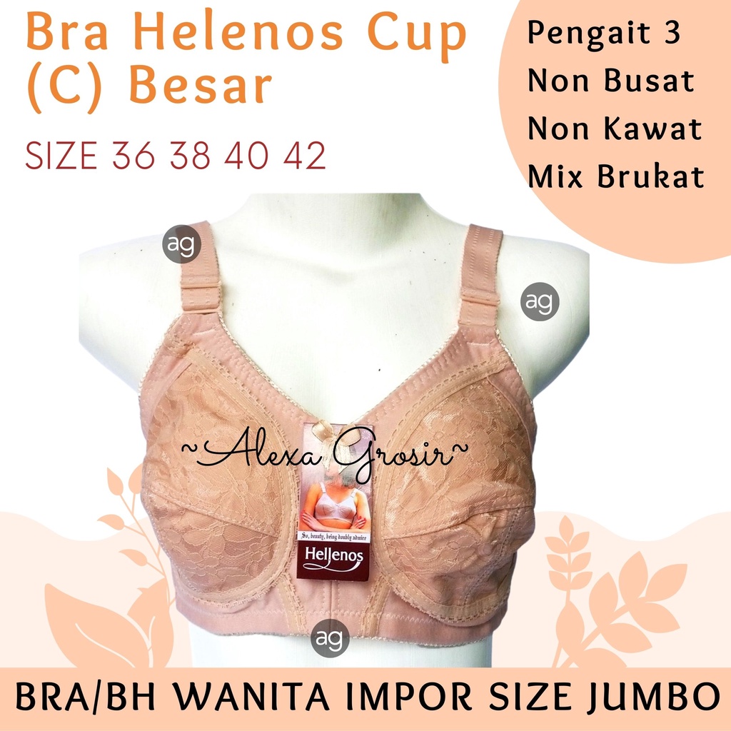 Bra tanpa kawat/tanpa busa/bra HELLENOS BRUKAT Full cup