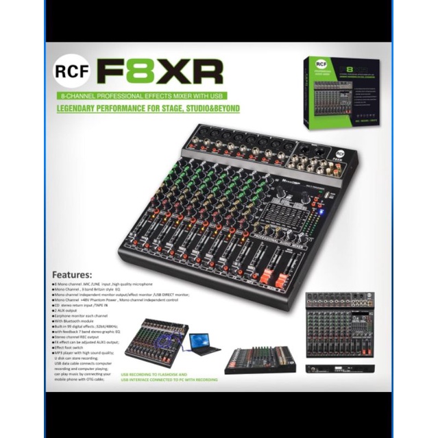 Mixer audio Rcf f8xr f 8xr f 8 xr 8CH soundcard bluetooth