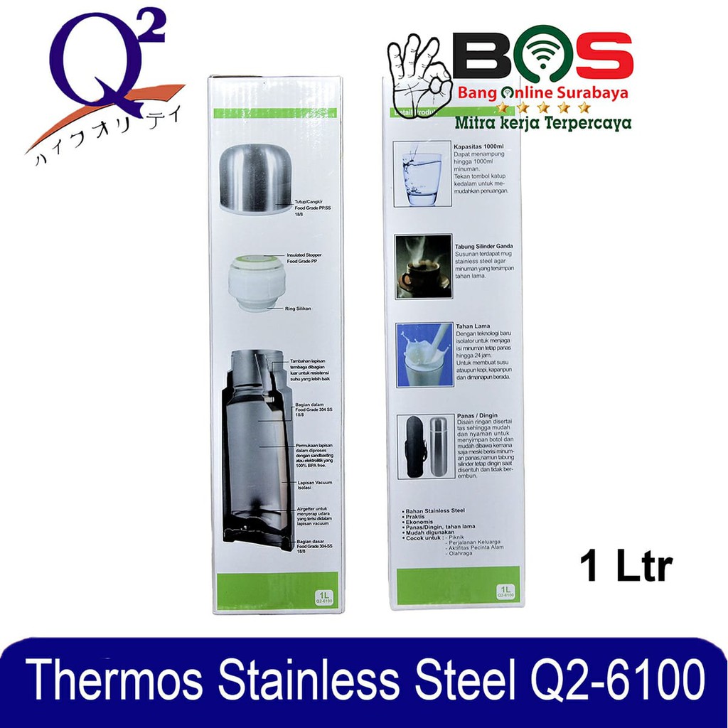 Thermos Termos Air Panas dan Dingin Stainless Steel Q2-6100 Q2 6100