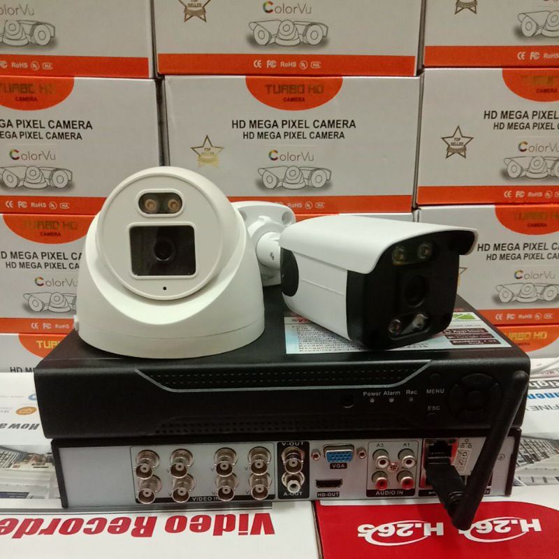 PAKET CCTV 4 CHANNEL 2 CAMERA AHD COLORVU 6MP 1080P GARANSI 2 TAHUN