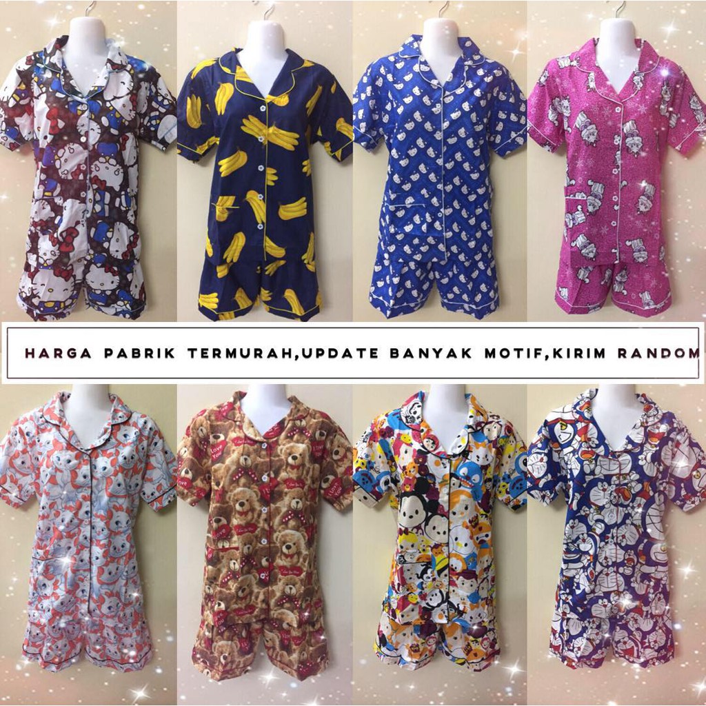 Grosir Baju Tidur Katun Jepang Stelan Dewasa 3 4 Wanita Baby Doll Piyama Murah Shopee Indonesia