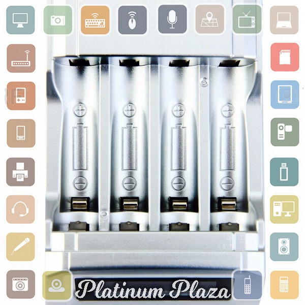 Taffware Smart Intelligent LCD 4 Slot Charger Baterai for AA AAA N`6AKE2T- Black