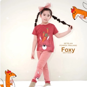 PNB238 KAZEL PIYAMA ANAK FOXY isi 2 setelan baju