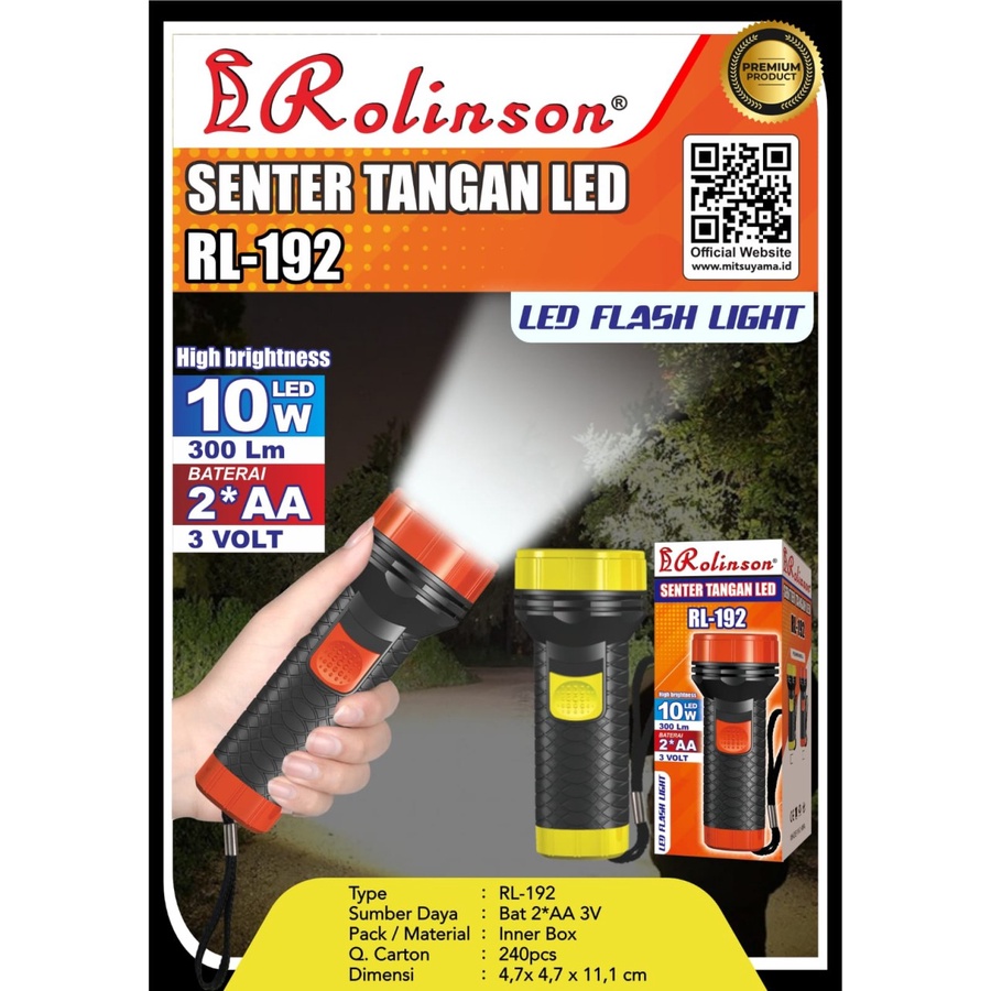 Barangunik2021 -RL192 Senter LED exclude 2 baterai AA Rolinson RL 192 /Senter  tangan baterai