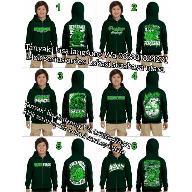 Jaket Hoodie Anak Bonek Sweater Persebaya.