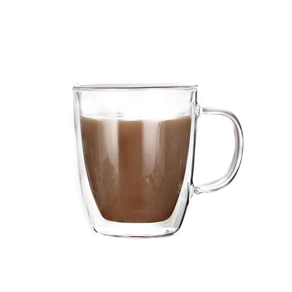 Lanfy Insulated Glass Cup Untuk Minuman Panas Insulated Clear Cappuccino Latte Untuk Jus Susu Dapur Perlengkapan Minum Espresso Gelas Cangkir Teh