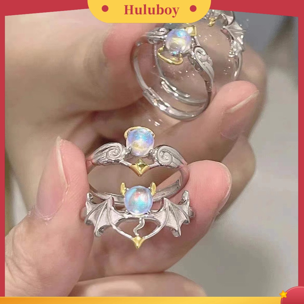 Hu Hu Hu Hu Hu Alat Bantu Pasang Kacamata♡ Cincin Batu Bulan Imitasi Model Terbuka Dapat Disesuaikan Untuk Pasangan