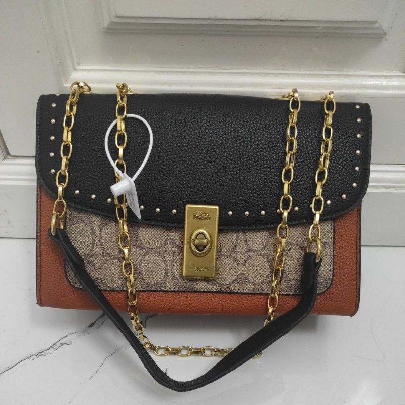 TAS COACH PARKER HITAM BATA TALI RANTAI