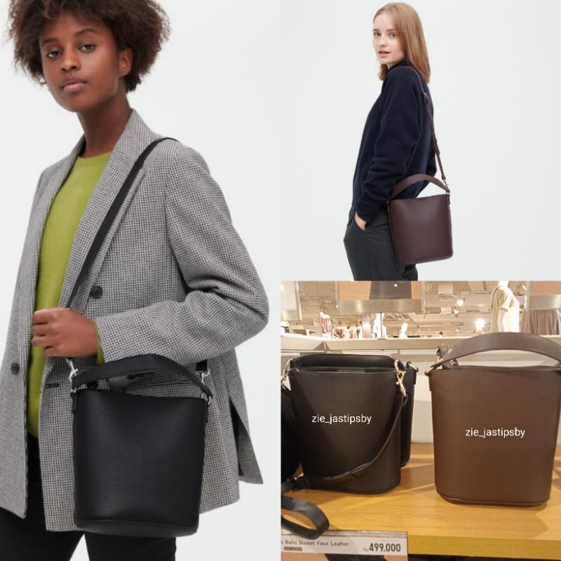 UNIQLO TAS BAHU BUCKET FAUX LEATHER