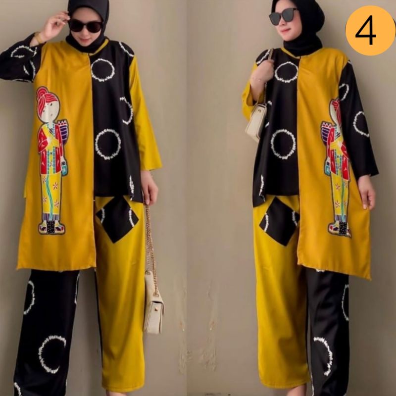 Baju casual wanita Setelan Rayon Motif Mbok Jamu