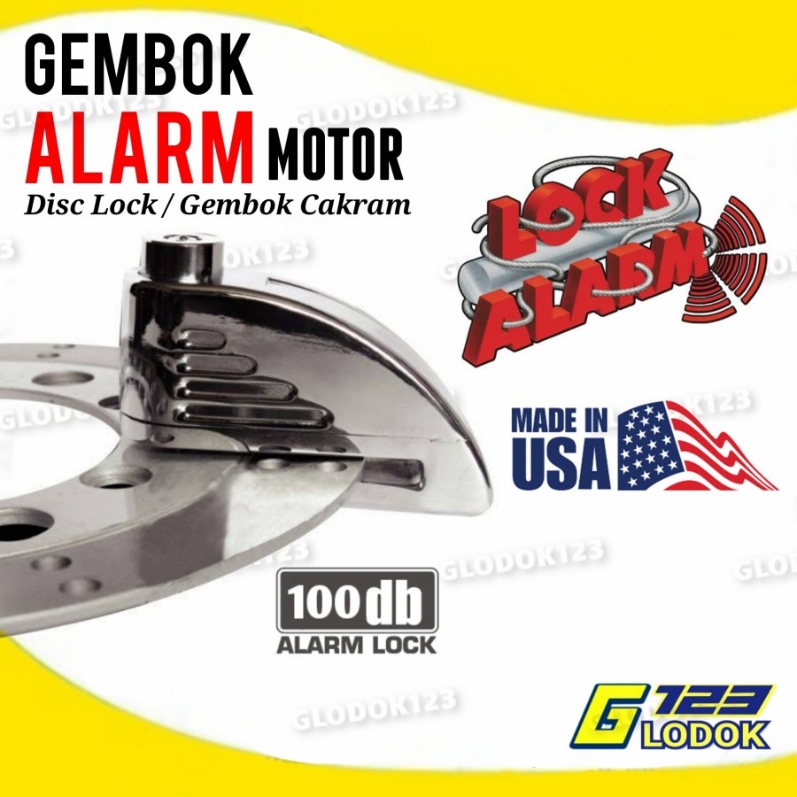 LOCK ALARM Gembok Alarm Moto Anti Maling Rem Cakram Disc ORIGINAL USA