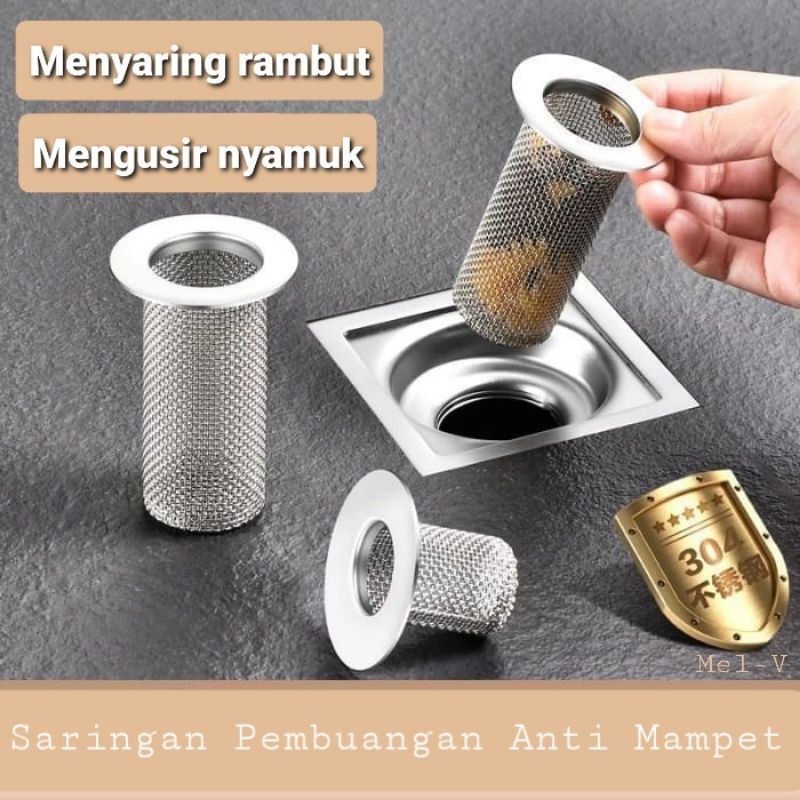 PAKETAN Mess Jala  Stainless  /  Stainless Saringan Tabung  Saringan Got Kamar Mandi Anti kecoa Anti-hama Penutup Penyegel Antimenyumbat Makanan Rambut Stopper Lantai Saringan