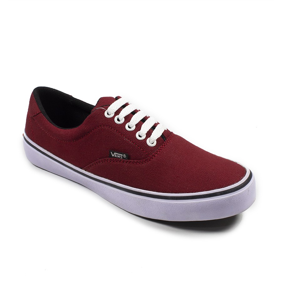 SM88 - Sepatu Sneakers Kasual Pria Dewasa Vans Authentic Maroon Fashion Cowok Sekolah Kuliah Murah