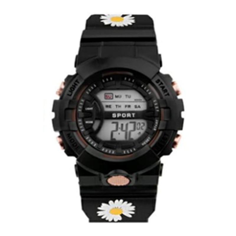 [COD] Jam Tangan Rubber Digital Sport Bulat Wanita Dan Pria Fashion Gaya Korea Import-44-9 Hitam bung