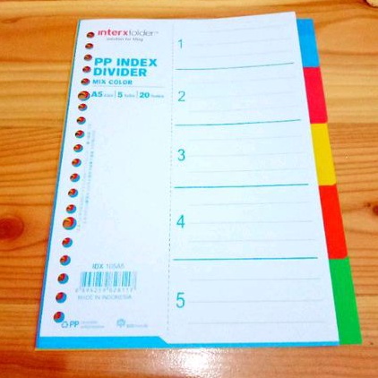 

Divider pembatas kertas A5 inter x folder 5 tabs