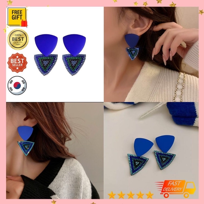 ANTING KOREA TUSUK WANITA TINDIK JEPIT PANJANG KOREA PERAK MURAH GANTUNG GIWANG BUNGA PLASTIK PANJAN