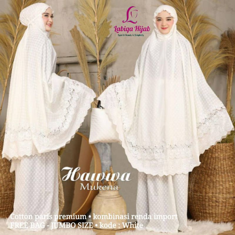 mukena hawwa sutra bordir jumbo premium mewah by alisha fashion solo