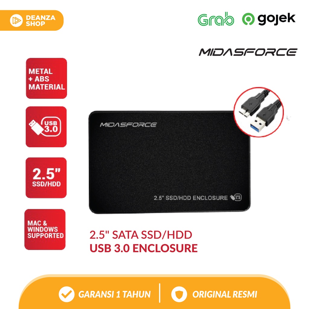 HDD SSD Enclosure 2.5 Inch / External Case 2.5" USB 3.0 Midasforce