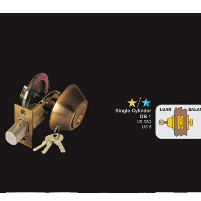 SOLID - KUNCI PINTU TAMBAHAN/SINGLE CYLINDER DEADBOLT SOLID DB 1