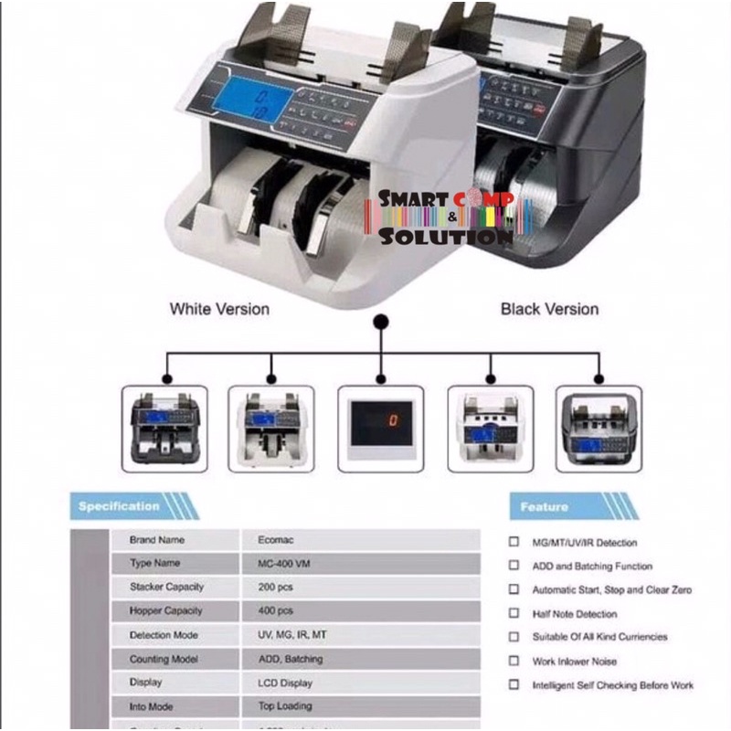 Mesin Penghitung Hitung Uang ECOMAC MC 400 VM - Money Counter MC400VM