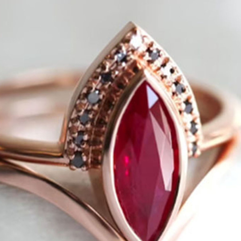 Hu Hu Hu Hu Hu Alat Bantu Pasang Kacamata♡ Cincin Knuckle Berlian Imitasi Warna Merah Gaya Vintage Klasik Untuk Wanita