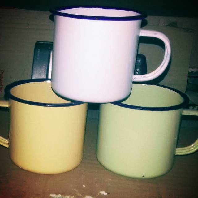 Cangkir enamel 7cm jadul 6 pcs