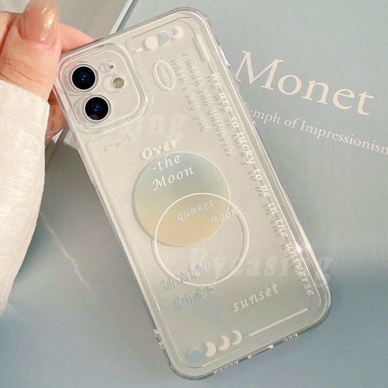 Creative Moon Clear Case for VIVO Y15S Y15A Y12S Y12A Y21T Y21 Y21S Y33S Y20 Y20i Y20S Y11 Y12 Y15 Y17 Y91 Y93 Y95 Y91C S1 Y19 Y30 Y50 Y85 V9 Y66 Y67 V5 Transparent Personalized Painted Soft Silicone Cover BY