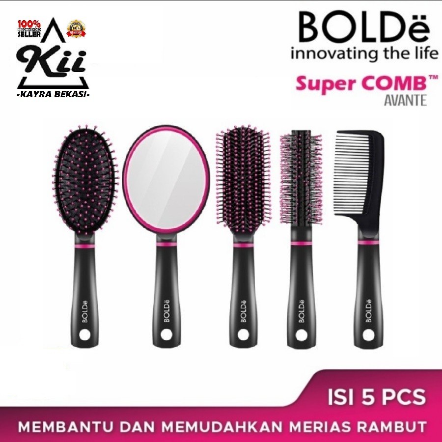 BOLDe Super Comb Avante Set 5pcs - Sisir Set Plus Cermin