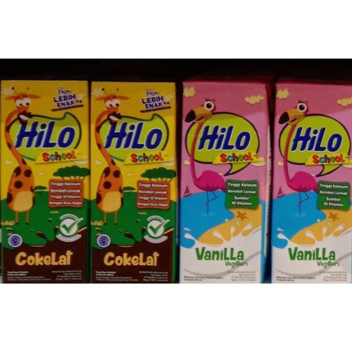 Hilo SCHOOL susu UHT COKLAT / VANILA vegiberi 200ml