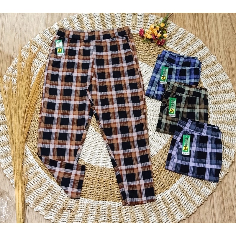 (Kotak) CELANA PANJANG JUMBO WANITA / CELANA KOTAK KOTAK CEWEK BIG SIZE / CELANA KAIN / WAFLE LIPIT / CELANA SANTAI / CELANA HARIAN / Celana Murah / Celana Santai