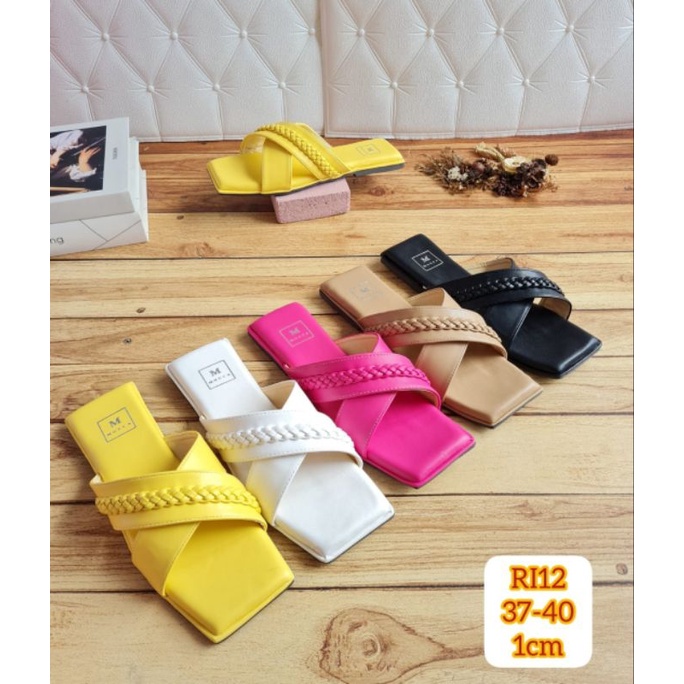 ABBUSHOES Ri 12 sendal teflek silang kepang andini 1cm