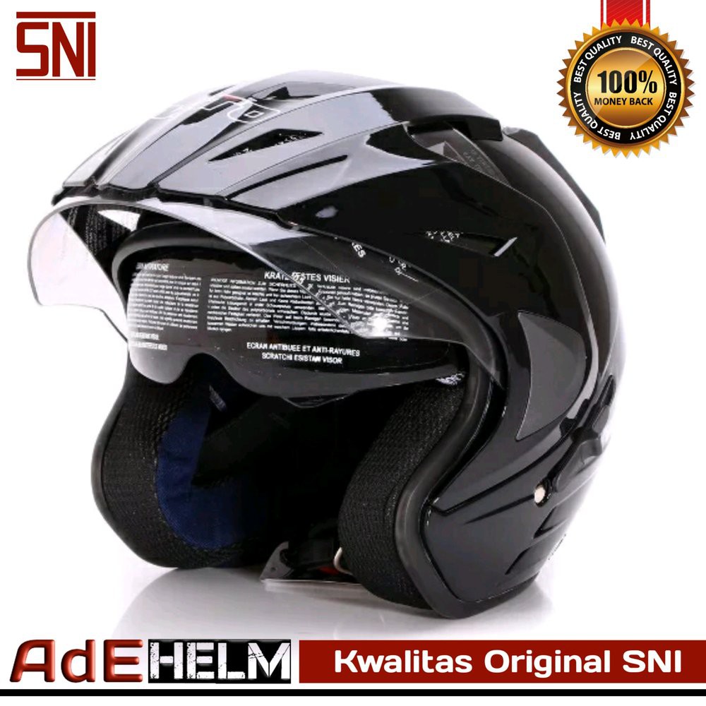 Helm Dewasa WTO Helmet Motor SNI Helm SNI Helm Kaca Mata Double Visor Black kyt Ink Limited