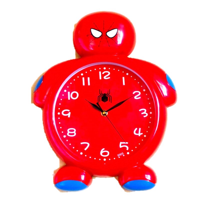 Jam Dinding Anak Spiderman Iron Man Captain America Jam Dinding Karakter 35cm Silent Movement Free Baterai