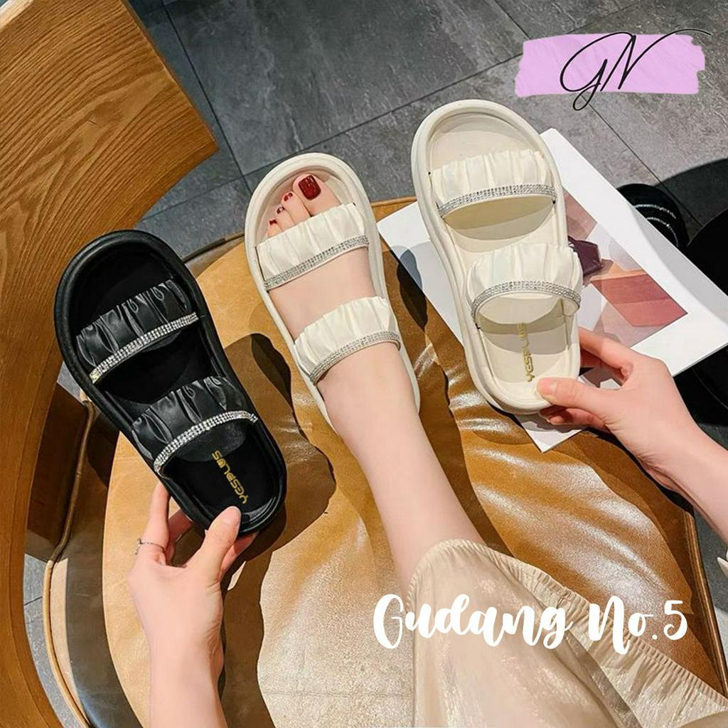 GN-8688 &amp; 8688-1 Sandal Selop Tali Dua Fashion Wanita Motif Blink Import Yesplus PCU