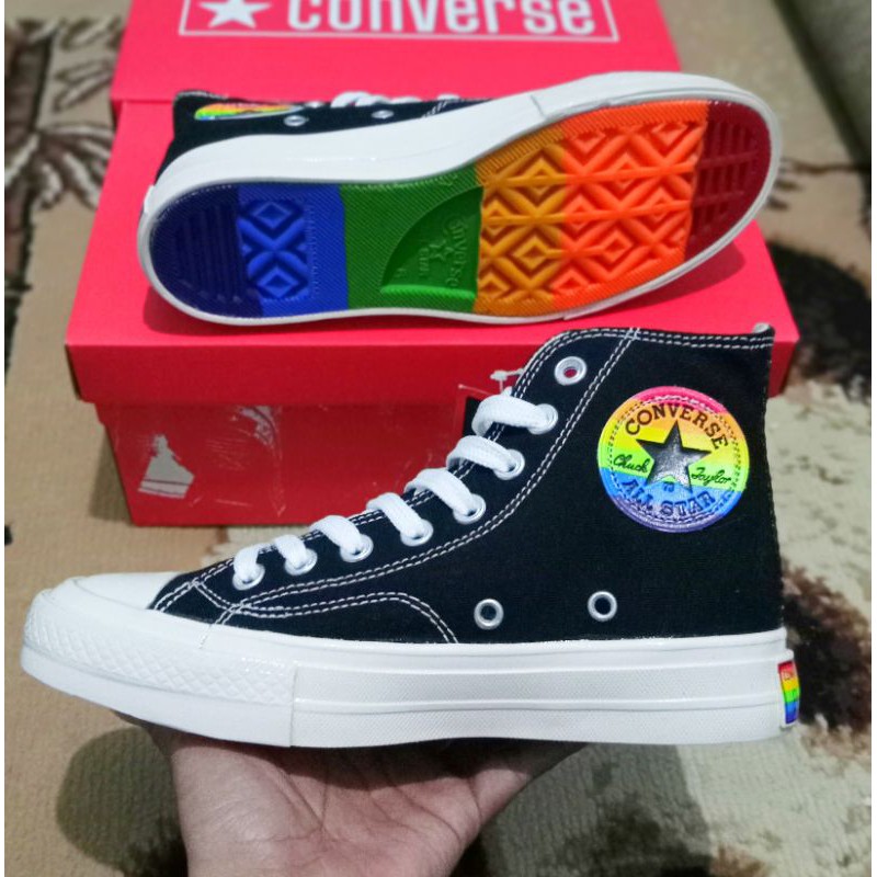 Sepatu Converse 70s Rainbow Hitam Premium