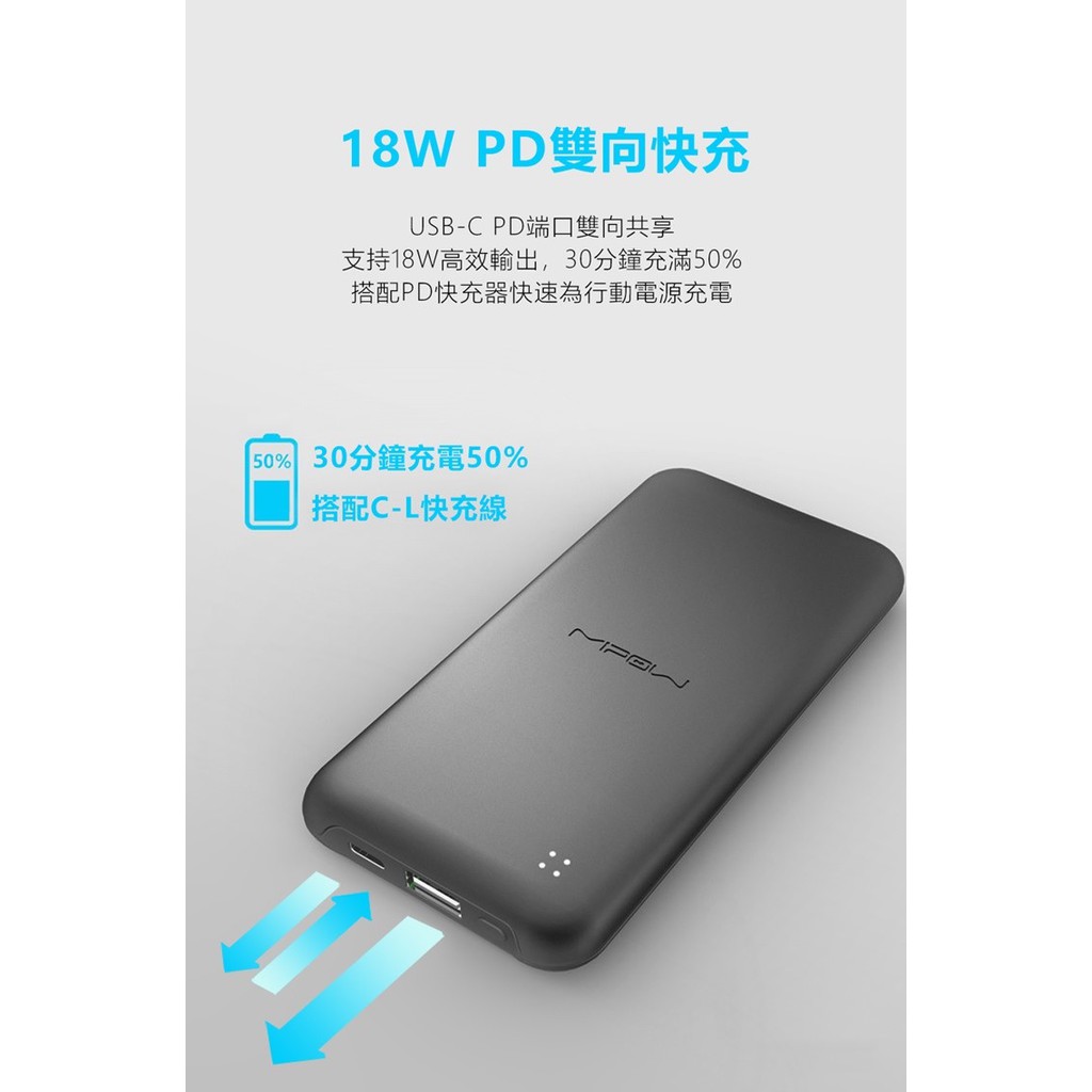 MIPOW SPT02 - Power Cube 10000mAh Power Bank - PD 18W Fast Charging - Powerbank 10000mAh Fast Charge