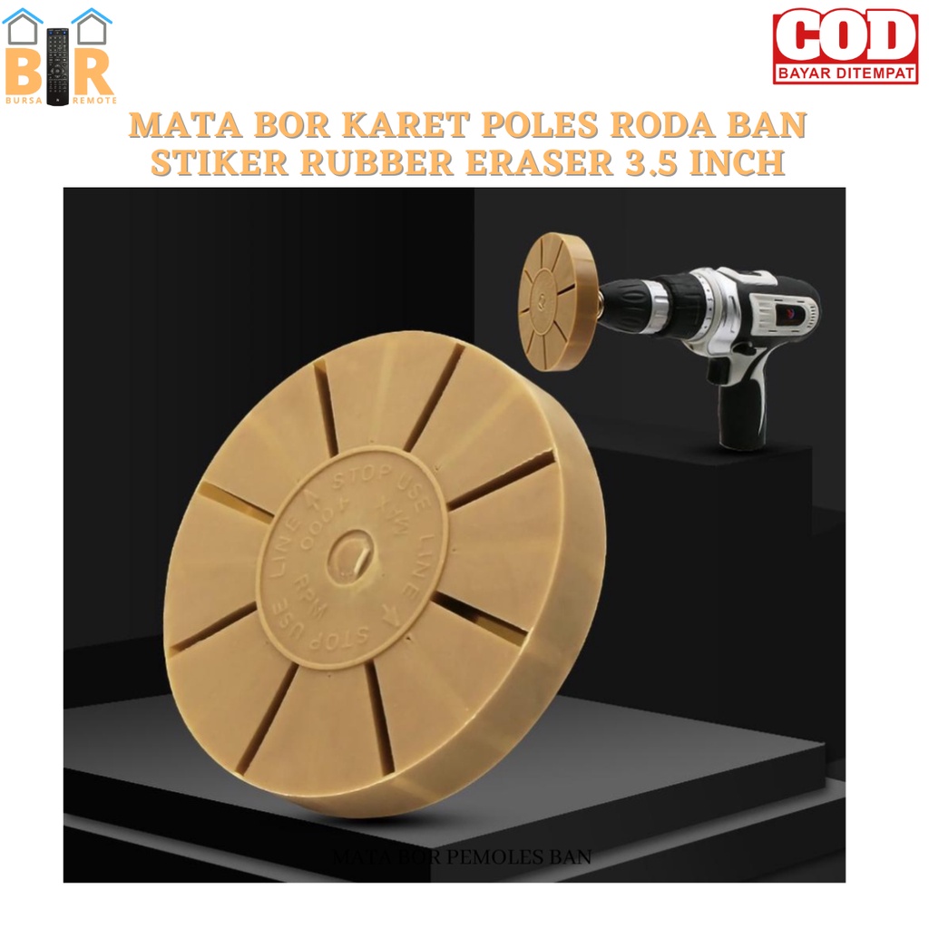 Mata Bor Karet Poles RODA BAN STIKER RUBBER ERASER 3.5inch