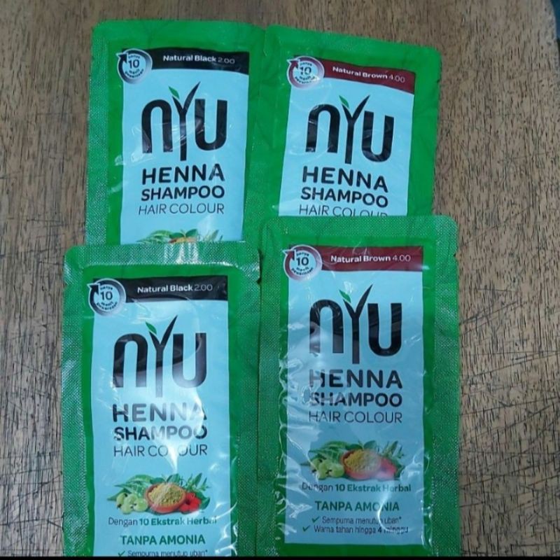 NYU HENNA SHAMPOO PEWARNA RAMBUT BOX ISI 4 SACHET @20ML