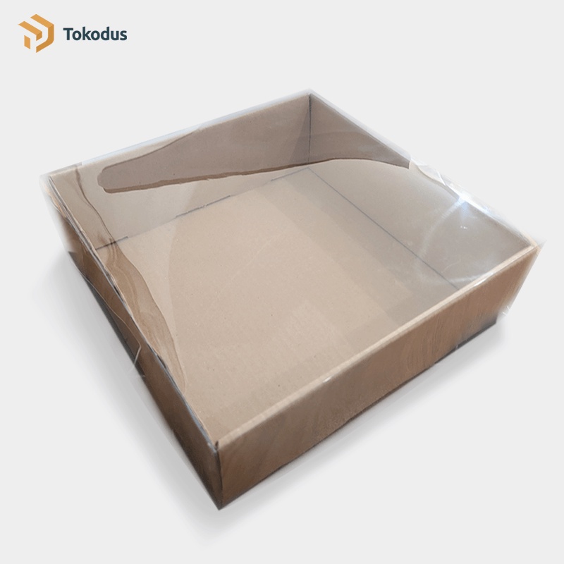 

kardus Kue/Kotak Hantaran/ Box Bolu 22x22x7 cm Corrugated Tebal Tutup Full Mika - Tokodus Bandung