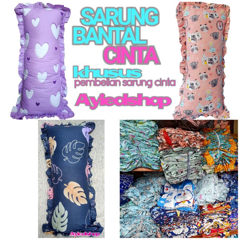 Sarung bantal cinta JUMBO PREMIUM size 50 x 100 termasuk rimpel bahan katun ,geser untuk lihat pilihan motif