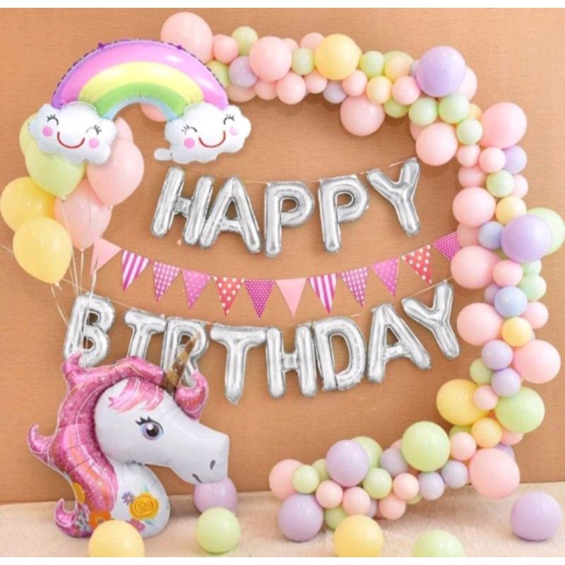 

dekorasi balon ulang tahun theme pink fancy unicorn