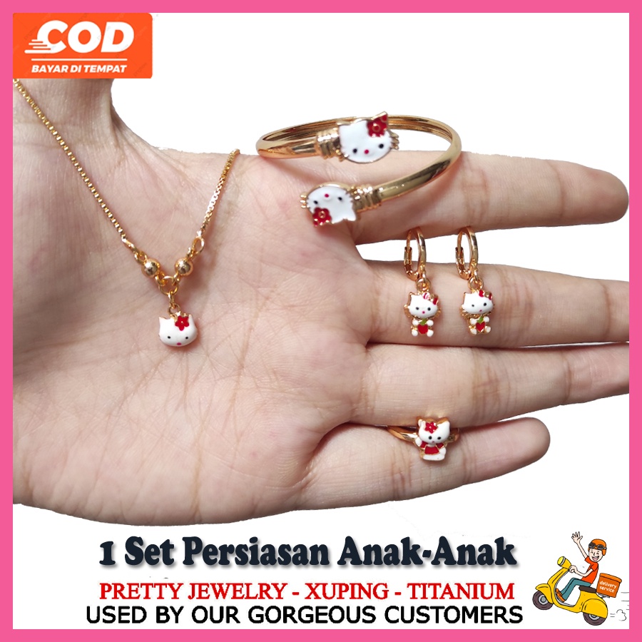 Cincin, Kalung, Gelang Anting 1 Set Perhiasan Xuping Anak-anak
