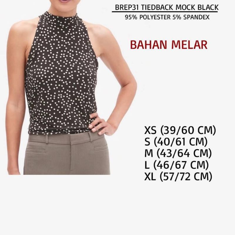 [A015] LD 115-125 BANANA REPUBLIC brown polka halter neck blouse top bigsize jumbo plus size