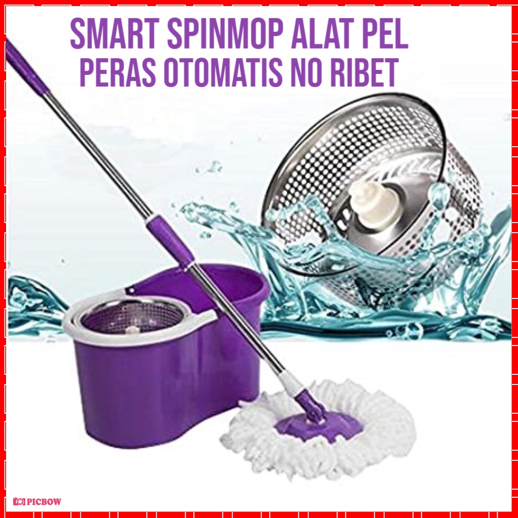 Rumah_kita2020 SMART SPINMOP ALAT PEL LANTAI PERAS OTOMATIS PRAKTIS GRATIS 2 KAIN PEL ALAT PEL SPINMOP MULTIFUNGSI