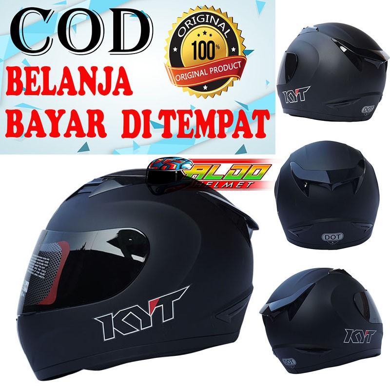 Jual HELM KYT R10 SOLID BLACK DOFF HELM KYT TERBARU HELM FULL FACE HELM