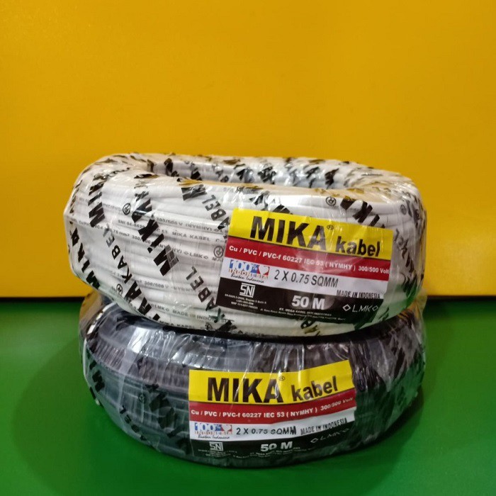 Kabel Serabut Mika NYMHY 2 x 0,75mm 50M Listrik Isolasi Ecer Per Meter